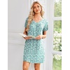 image:imageEkouaer Nightgowns for Women Short Sleeve House Dress with Pockets Pleated Soft Moomoo V Neck SleepwearGreen Floral