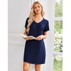 image:imageEkouaer Nightgowns for Women Short Sleeve House Dress with Pockets Pleated Soft Moomoo V Neck SleepwearNavy Blue
