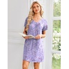 image:imageEkouaer Nightgowns for Women Short Sleeve House Dress with Pockets Pleated Soft Moomoo V Neck SleepwearPurple Star
