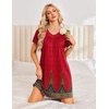 image:imageEkouaer Nightgowns for Women Short Sleeve House Dress with Pockets Pleated Soft Moomoo V Neck SleepwearRed Floral
