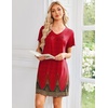image:imageEkouaer Nightgowns for Women Short Sleeve House Dress with Pockets Pleated Soft Moomoo V Neck SleepwearRed Floral