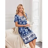 image:imageEkouaer Nightgowns for Women Short Sleeve House Dresses with Pockets Pleated Moo moos Floral Print Mumu DressBlue Bohemian Flowers