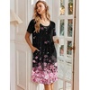 image:imageEkouaer Nightgowns for Women Short Sleeve House Dresses with Pockets Pleated Moo moos Floral Print Mumu DressCherry Blossoms