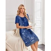 image:imageEkouaer Nightgowns for Women Short Sleeve House Dresses with Pockets Pleated Moo moos Floral Print Mumu DressEthnic Print Blue