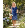 image:imageEkouaer Nightgowns for Women Short Sleeve House Dresses with Pockets Pleated Moo moos Floral Print Mumu DressEthnic Print Blue