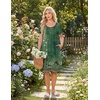 image:imageEkouaer Nightgowns for Women Short Sleeve House Dresses with Pockets Pleated Moo moos Floral Print Mumu DressFloral Green