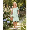 image:imageEkouaer Nightgowns for Women Short Sleeve House Dresses with Pockets Pleated Moo moos Floral Print Mumu DressFloral Light Green