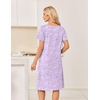 image:imageEkouaer Nightgowns for Women Short Sleeve House Dresses with Pockets Pleated Moo moos Floral Print Mumu DressFloral Light Purple