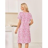 image:imageEkouaer Nightgowns for Women Short Sleeve House Dresses with Pockets Pleated Moo moos Floral Print Mumu DressFloral Pink