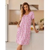 image:imageEkouaer Nightgowns for Women Short Sleeve House Dresses with Pockets Pleated Moo moos Floral Print Mumu DressFloral Pink