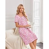 image:imageEkouaer Nightgowns for Women Short Sleeve House Dresses with Pockets Pleated Moo moos Floral Print Mumu DressFloral Pink