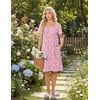 image:imageEkouaer Nightgowns for Women Short Sleeve House Dresses with Pockets Pleated Moo moos Floral Print Mumu DressFloral Pink
