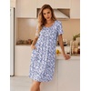 image:imageEkouaer Nightgowns for Women Short Sleeve House Dresses with Pockets Pleated Moo moos Floral Print Mumu DressFloral Purple