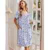 image:imageEkouaer Nightgowns for Women Short Sleeve House Dresses with Pockets Pleated Moo moos Floral Print Mumu DressFloral Purple