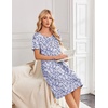 image:imageEkouaer Nightgowns for Women Short Sleeve House Dresses with Pockets Pleated Moo moos Floral Print Mumu DressFloral Purple