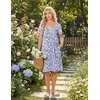 image:imageEkouaer Nightgowns for Women Short Sleeve House Dresses with Pockets Pleated Moo moos Floral Print Mumu DressFloral Purple