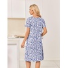 image:imageEkouaer Nightgowns for Women Short Sleeve House Dresses with Pockets Pleated Moo moos Floral Print Mumu DressFloral Purple