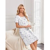 image:imageEkouaer Nightgowns for Women Short Sleeve House Dresses with Pockets Pleated Moo moos Floral Print Mumu DressFloral White Purple