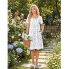 image:imageEkouaer Nightgowns for Women Short Sleeve House Dresses with Pockets Pleated Moo moos Floral Print Mumu DressFloral White Purple