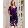 image:imageEkouaer Nightgowns for Women Short Sleeve House Dresses with Pockets Pleated Moo moos Floral Print Mumu DressPurple Flower