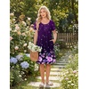 image:imageEkouaer Nightgowns for Women Short Sleeve House Dresses with Pockets Pleated Moo moos Floral Print Mumu DressPurple Flower