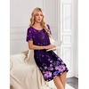 image:imageEkouaer Nightgowns for Women Short Sleeve House Dresses with Pockets Pleated Moo moos Floral Print Mumu DressPurple Flower