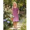 image:imageEkouaer Nightgowns for Women Short Sleeve House Dresses with Pockets Pleated Moo moos Floral Print Mumu DressSparkling Branches Purple