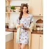 image:imageEkouaer Nightgowns for Women Short Sleeve Sleep Shirts V Neck Nightshirts Soft Sleepshirt Caual T Shirt SleepdressBear Blue