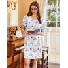 image:imageEkouaer Nightgowns for Women Short Sleeve Sleep Shirts V Neck Nightshirts Soft Sleepshirt Caual T Shirt SleepdressBear Blue