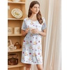 image:imageEkouaer Nightgowns for Women Short Sleeve Sleep Shirts V Neck Nightshirts Soft Sleepshirt Caual T Shirt SleepdressBear Blue