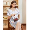 image:imageEkouaer Nightgowns for Women Short Sleeve Sleep Shirts V Neck Nightshirts Soft Sleepshirt Caual T Shirt SleepdressBear Blue