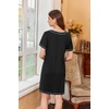 image:imageEkouaer Nightgowns for Women Short Sleeve Sleep Shirts V Neck Nightshirts Soft Sleepshirt Caual T Shirt SleepdressBlack