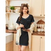 image:imageEkouaer Nightgowns for Women Short Sleeve Sleep Shirts V Neck Nightshirts Soft Sleepshirt Caual T Shirt SleepdressBlack