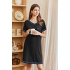 image:imageEkouaer Nightgowns for Women Short Sleeve Sleep Shirts V Neck Nightshirts Soft Sleepshirt Caual T Shirt SleepdressBlack