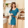 image:imageEkouaer Nightgowns for Women Short Sleeve Sleep Shirts V Neck Nightshirts Soft Sleepshirt Caual T Shirt SleepdressBlue Green