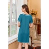 image:imageEkouaer Nightgowns for Women Short Sleeve Sleep Shirts V Neck Nightshirts Soft Sleepshirt Caual T Shirt SleepdressBlue Green