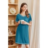 image:imageEkouaer Nightgowns for Women Short Sleeve Sleep Shirts V Neck Nightshirts Soft Sleepshirt Caual T Shirt SleepdressBlue Green