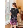 image:imageEkouaer Nightgowns for Women Short Sleeve Sleep Shirts V Neck Nightshirts Soft Sleepshirt Caual T Shirt SleepdressCherry Blossoms