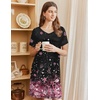 image:imageEkouaer Nightgowns for Women Short Sleeve Sleep Shirts V Neck Nightshirts Soft Sleepshirt Caual T Shirt SleepdressCherry Blossoms Pink