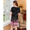 image:imageEkouaer Nightgowns for Women Short Sleeve Sleep Shirts V Neck Nightshirts Soft Sleepshirt Caual T Shirt SleepdressCherry Blossoms Pink