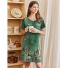 image:imageEkouaer Nightgowns for Women Short Sleeve Sleep Shirts V Neck Nightshirts Soft Sleepshirt Caual T Shirt SleepdressFloral Green