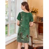 image:imageEkouaer Nightgowns for Women Short Sleeve Sleep Shirts V Neck Nightshirts Soft Sleepshirt Caual T Shirt SleepdressFloral Green