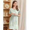 image:imageEkouaer Nightgowns for Women Short Sleeve Sleep Shirts V Neck Nightshirts Soft Sleepshirt Caual T Shirt SleepdressFloral Light Green