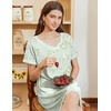 image:imageEkouaer Nightgowns for Women Short Sleeve Sleep Shirts V Neck Nightshirts Soft Sleepshirt Caual T Shirt SleepdressFloral Light Green