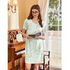 image:imageEkouaer Nightgowns for Women Short Sleeve Sleep Shirts V Neck Nightshirts Soft Sleepshirt Caual T Shirt SleepdressFloral Light Green