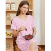 image:imageEkouaer Nightgowns for Women Short Sleeve Sleep Shirts V Neck Nightshirts Soft Sleepshirt Caual T Shirt SleepdressFloral Pink