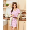 image:imageEkouaer Nightgowns for Women Short Sleeve Sleep Shirts V Neck Nightshirts Soft Sleepshirt Caual T Shirt SleepdressFloral Pink