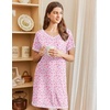 image:imageEkouaer Nightgowns for Women Short Sleeve Sleep Shirts V Neck Nightshirts Soft Sleepshirt Caual T Shirt SleepdressFloral Pink