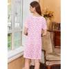 image:imageEkouaer Nightgowns for Women Short Sleeve Sleep Shirts V Neck Nightshirts Soft Sleepshirt Caual T Shirt SleepdressFloral Pink