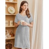 image:imageEkouaer Nightgowns for Women Short Sleeve Sleep Shirts V Neck Nightshirts Soft Sleepshirt Caual T Shirt SleepdressLight Grey Stripe